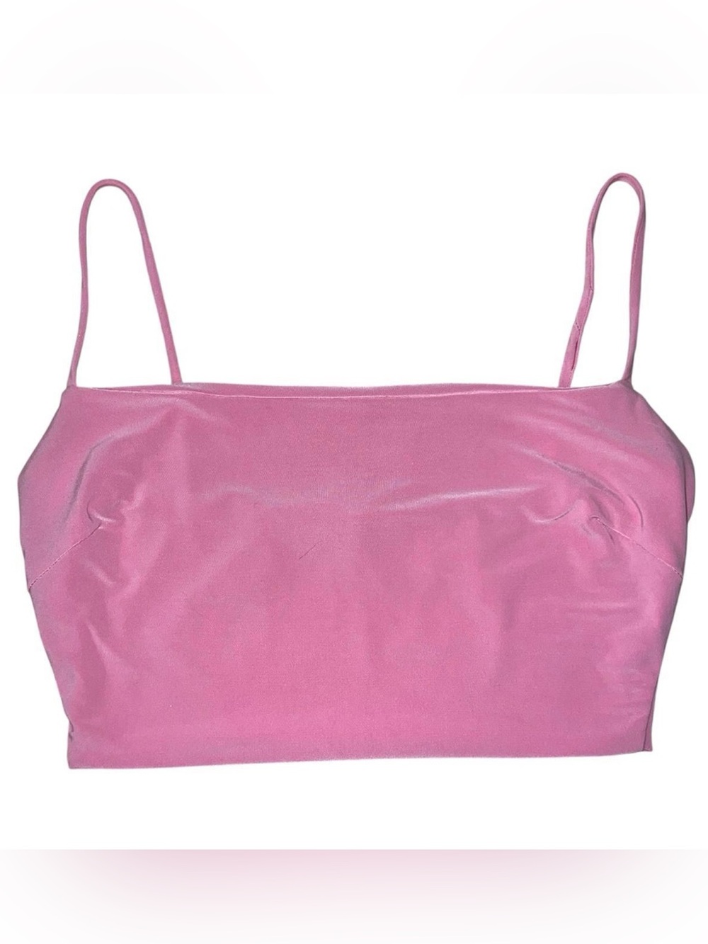 Pink crop top.